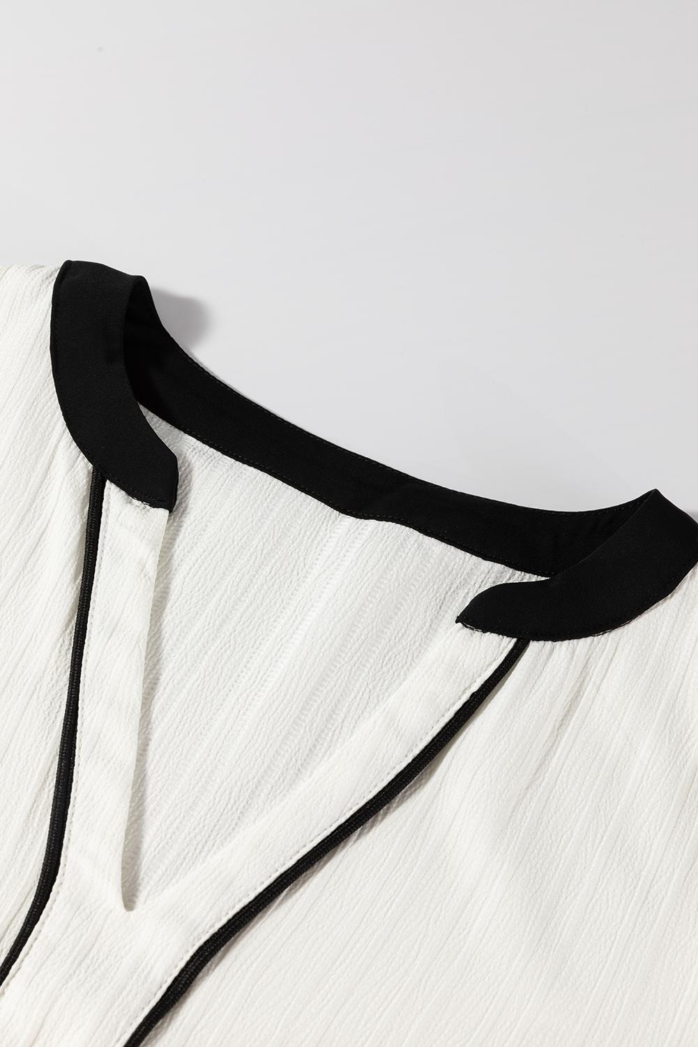 Textured V-Neck Elegant Blouse