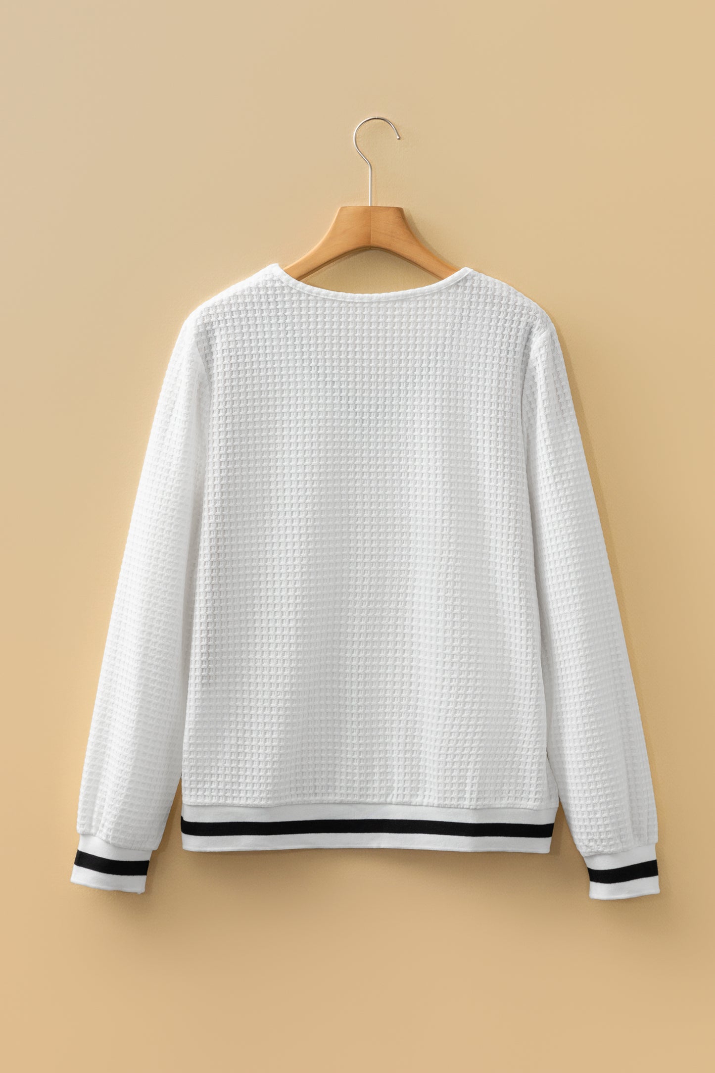 Textured Knit V-Neck Waffle Top