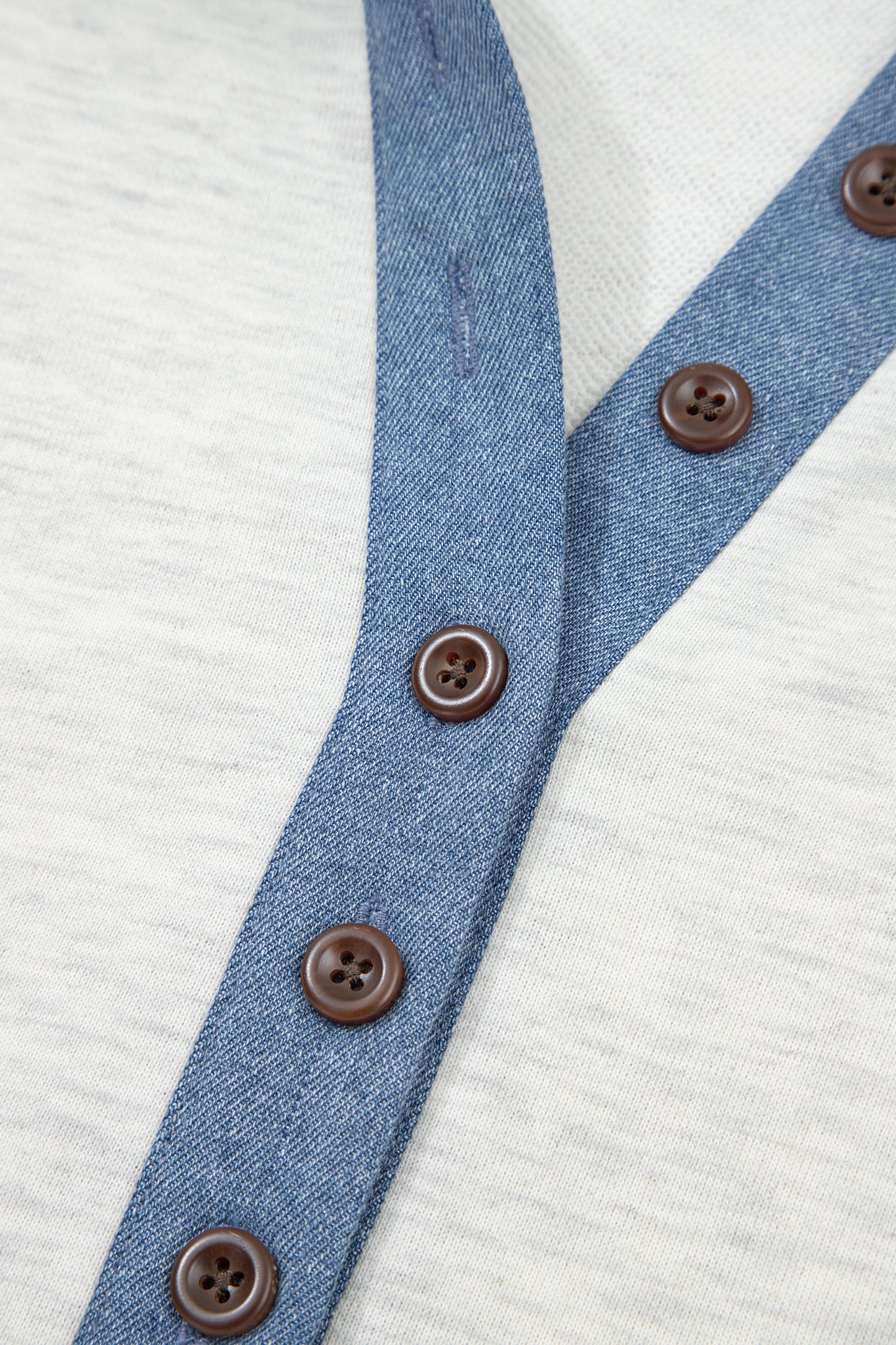 Light Grey Denim Patchwork Long Sleeve Top