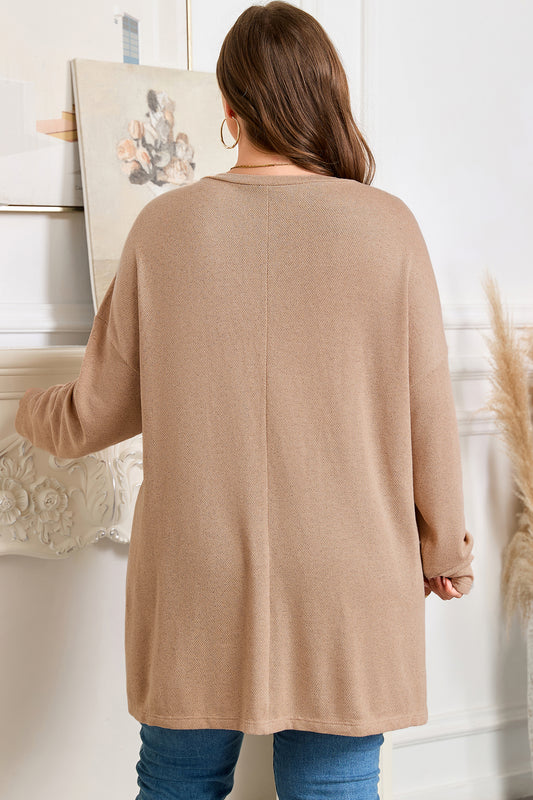Plus Size Drop-Shoulder Knitted Tunic Top