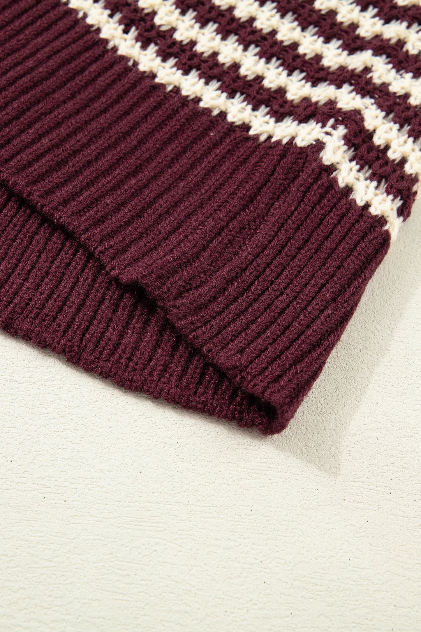 Striped 3/4 Draped Sleeve Slouchy Knitted Top