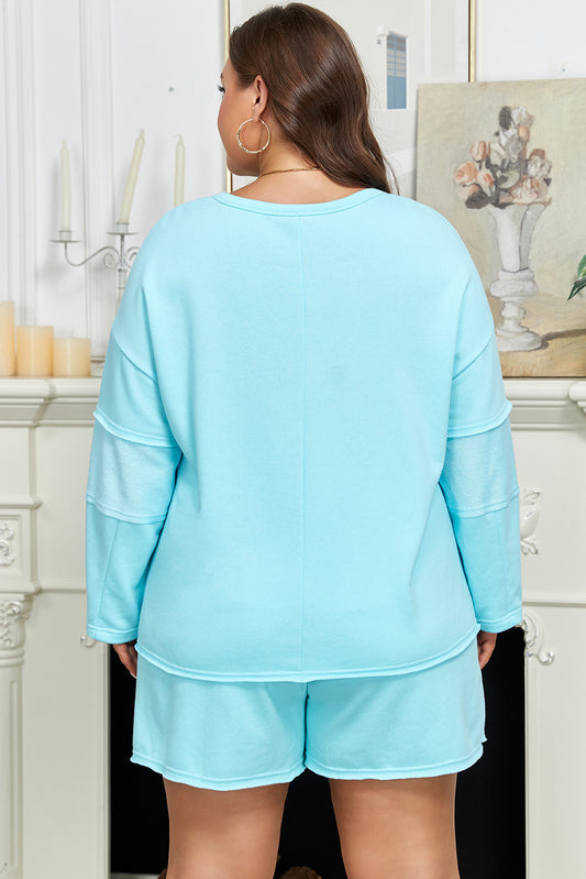Aruba Blue Plus Size Raw Hem Set