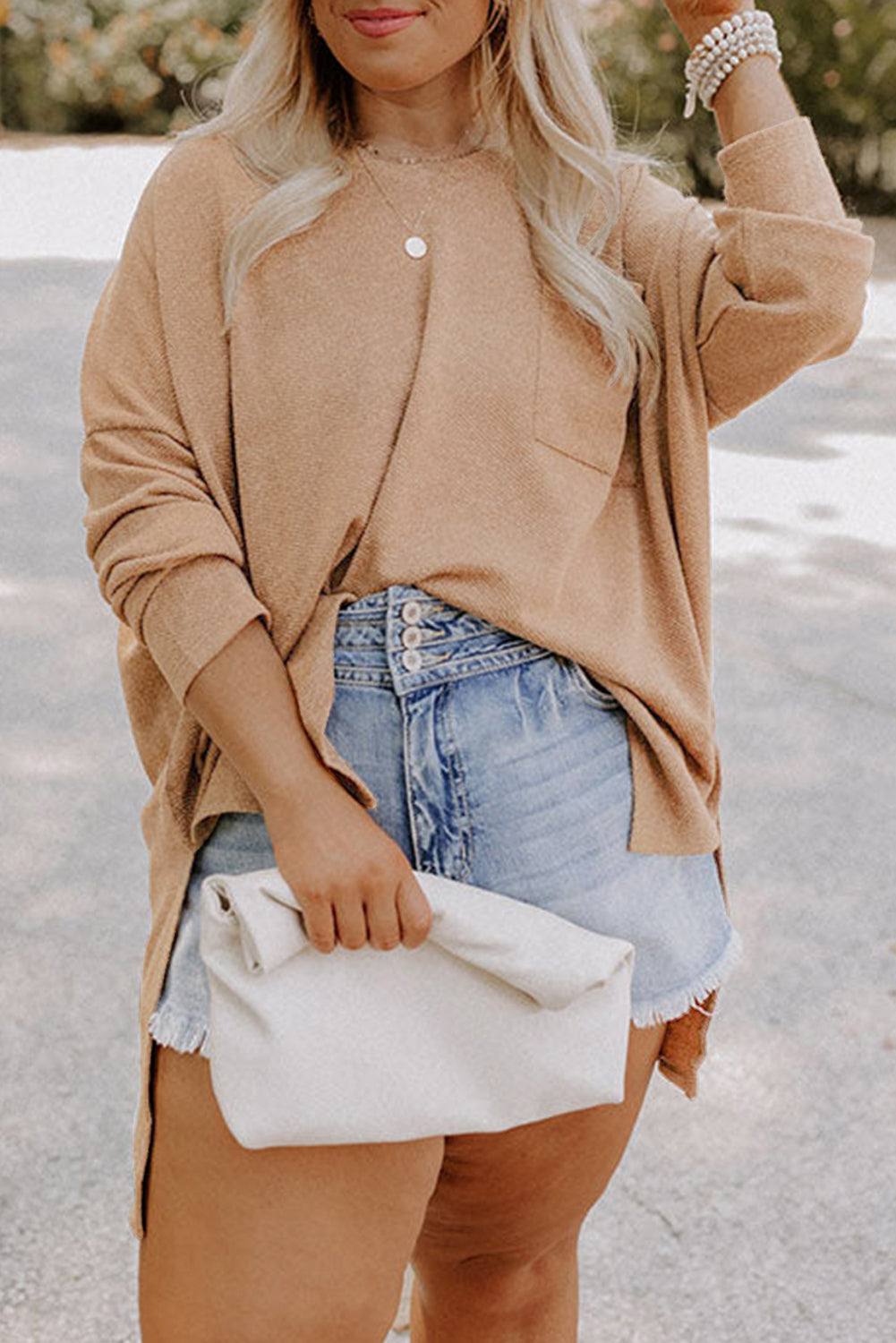 Plus Size Drop-Shoulder Knitted Tunic Top