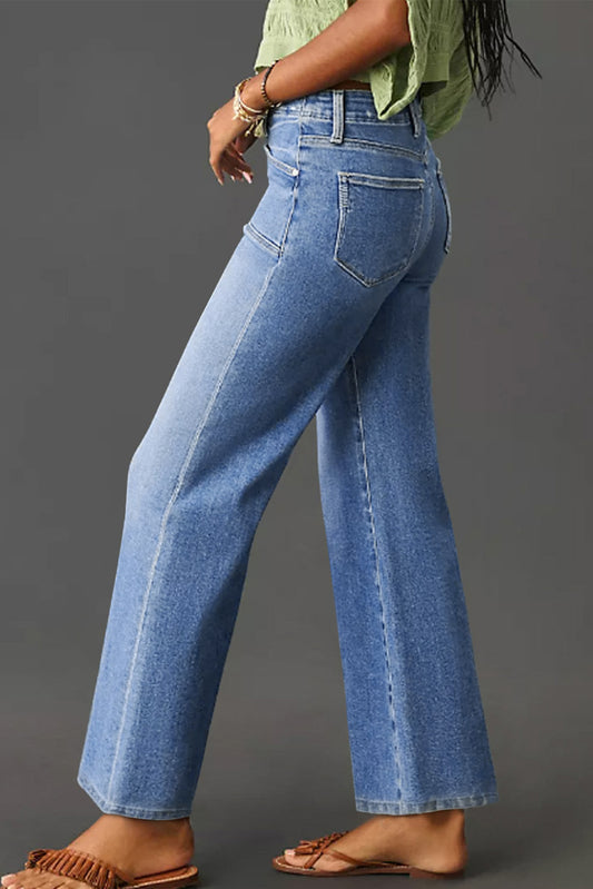 Loose Straight Leg Cropped High Waist Jeans