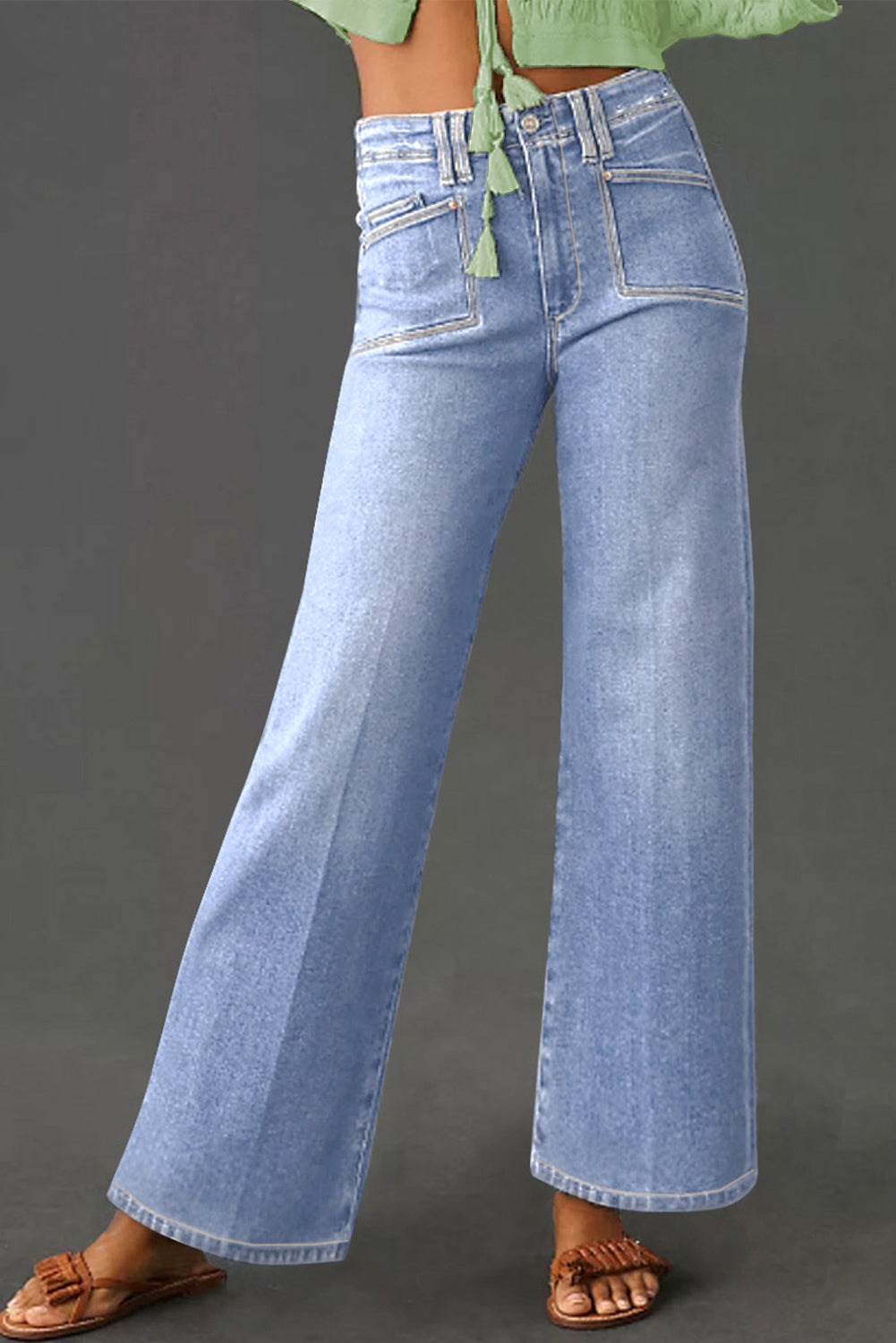 Loose Straight Leg Cropped High Waist Jeans