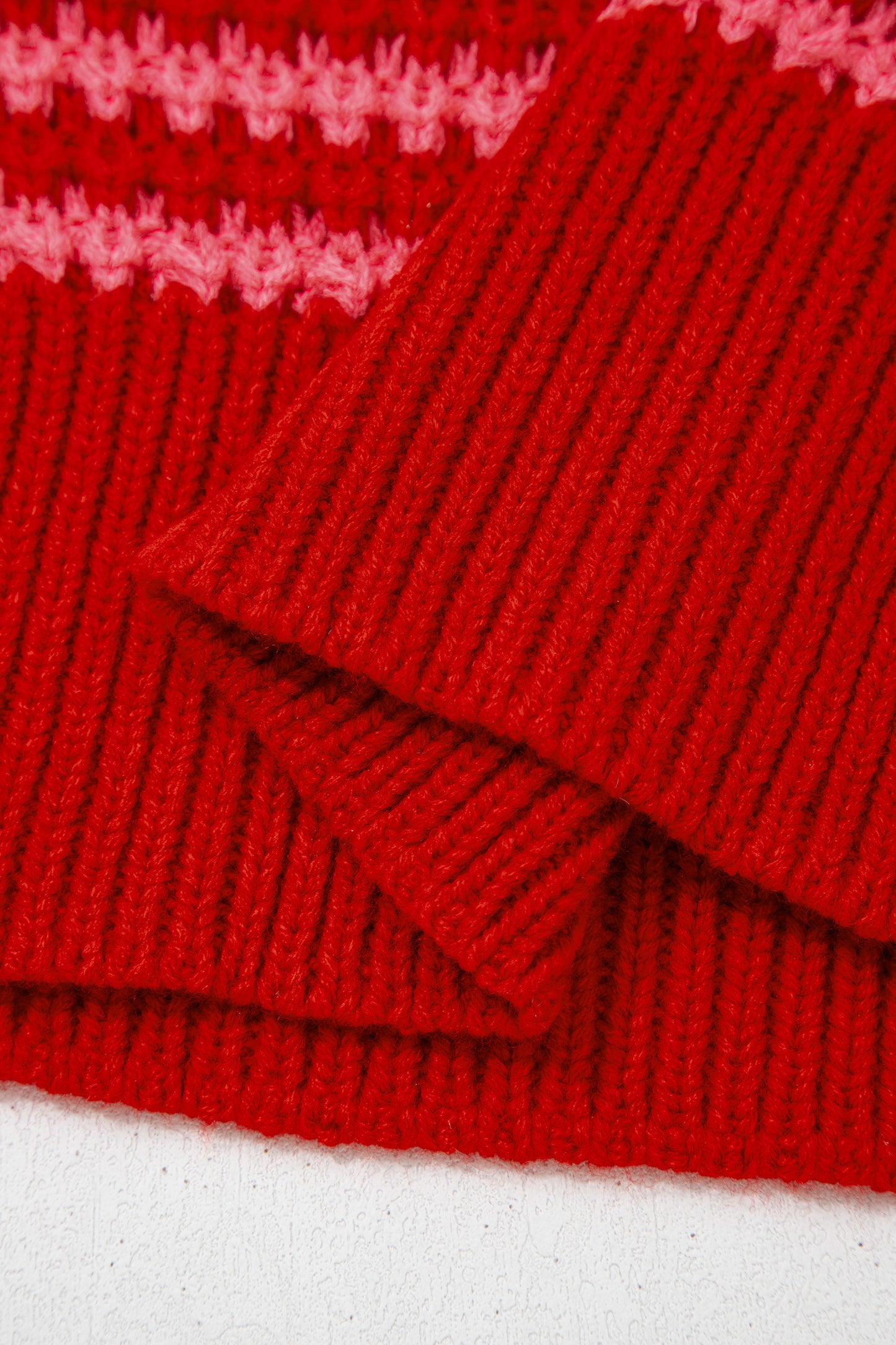 Striped 3/4 Draped Sleeve Slouchy Knitted Top