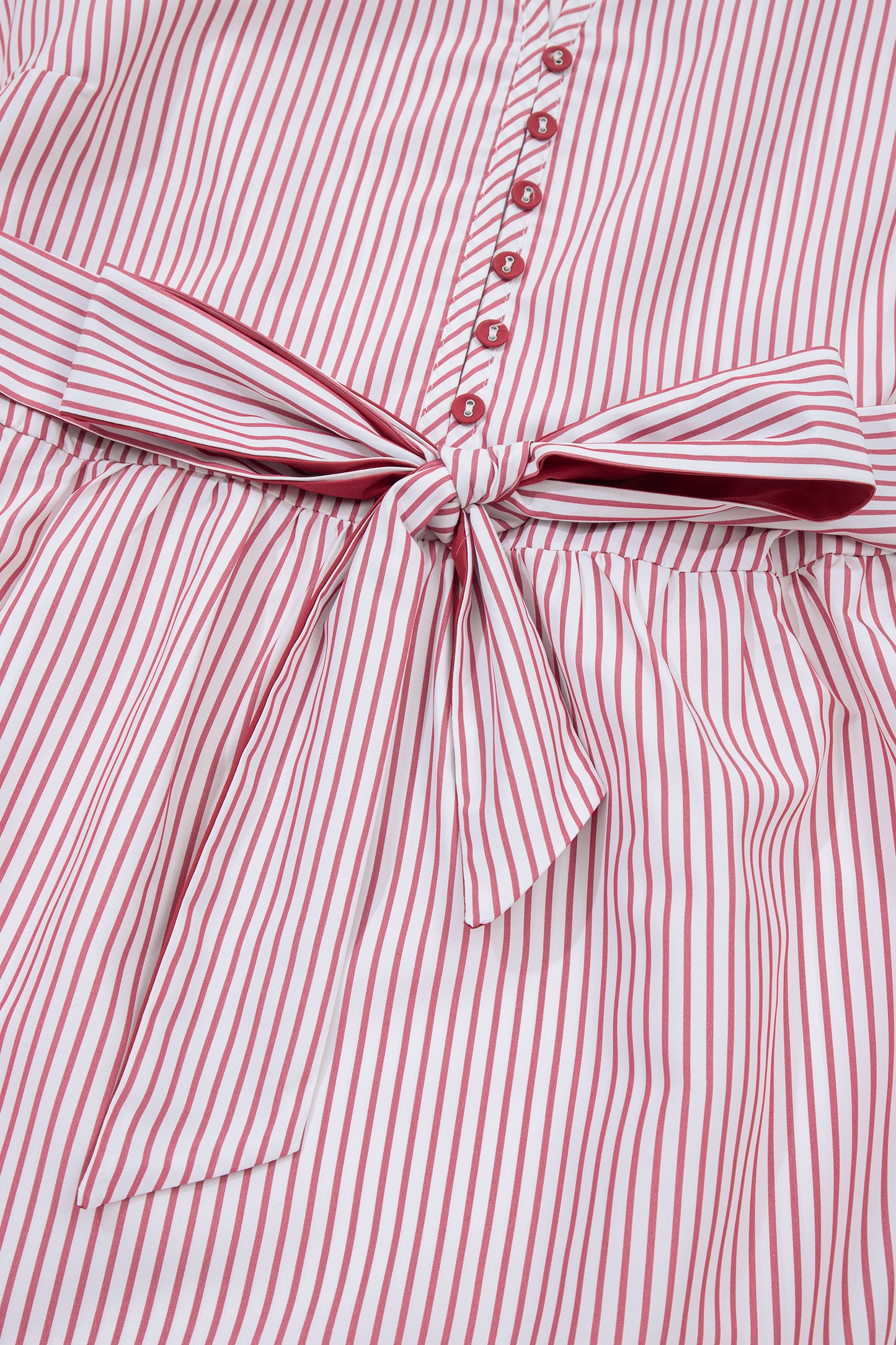 Red Stripe Plus-Size Ruffled Hem Pinstriped Midi Dress