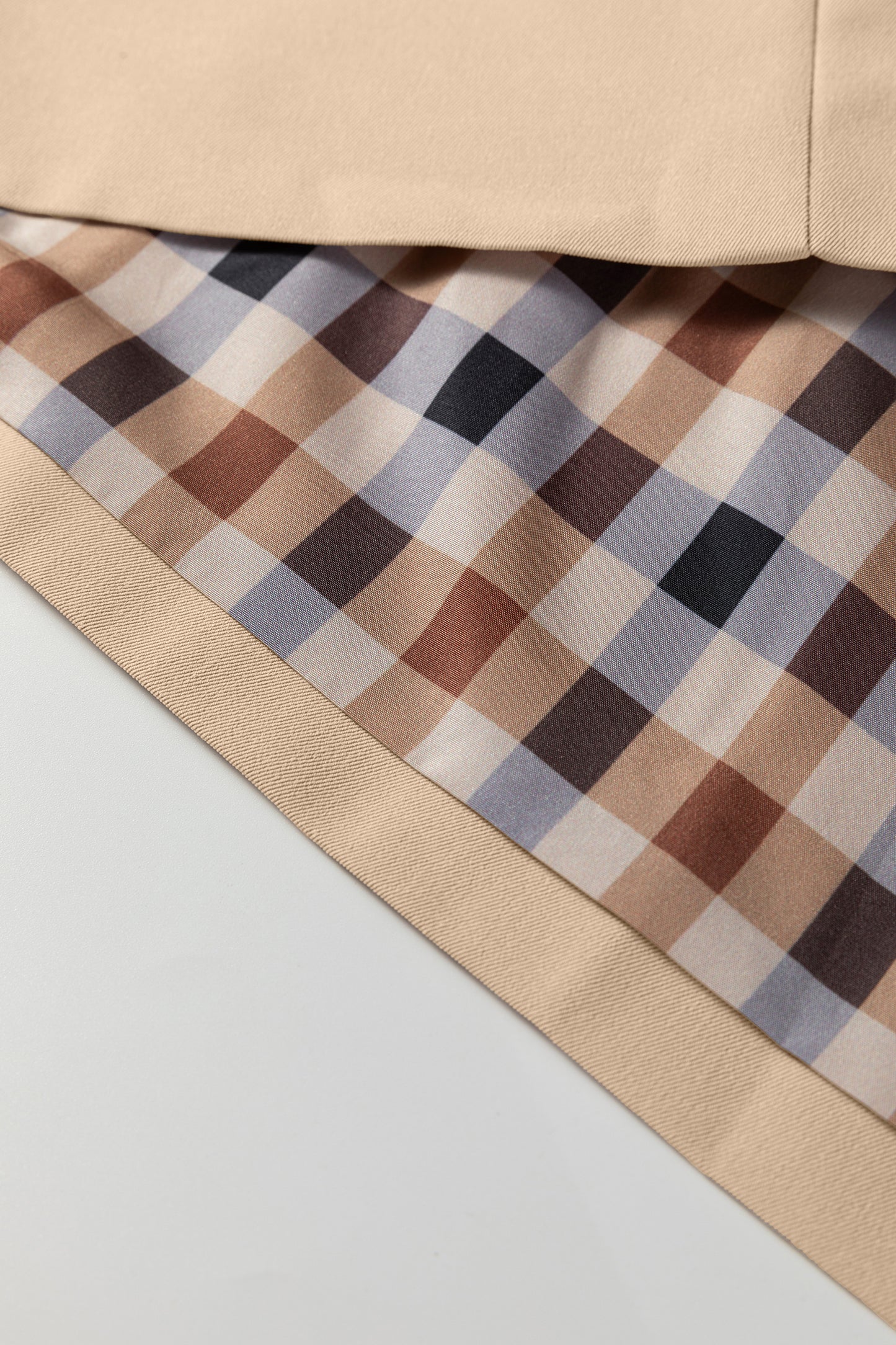 Plaid Liner Patchwork Single Breasted Coat