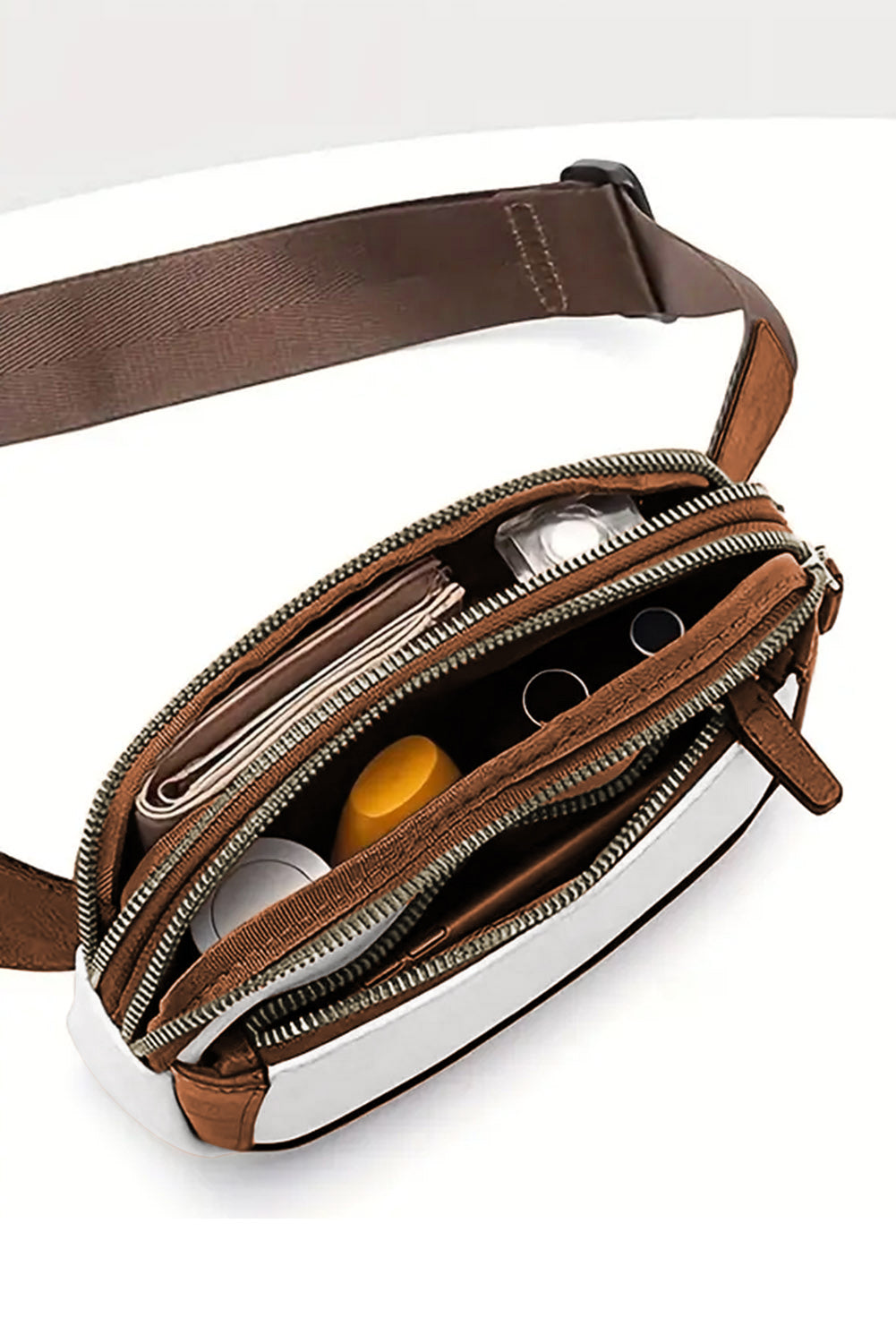 White Adjustable Strap Mini Faxu Leather Crossbody Bag