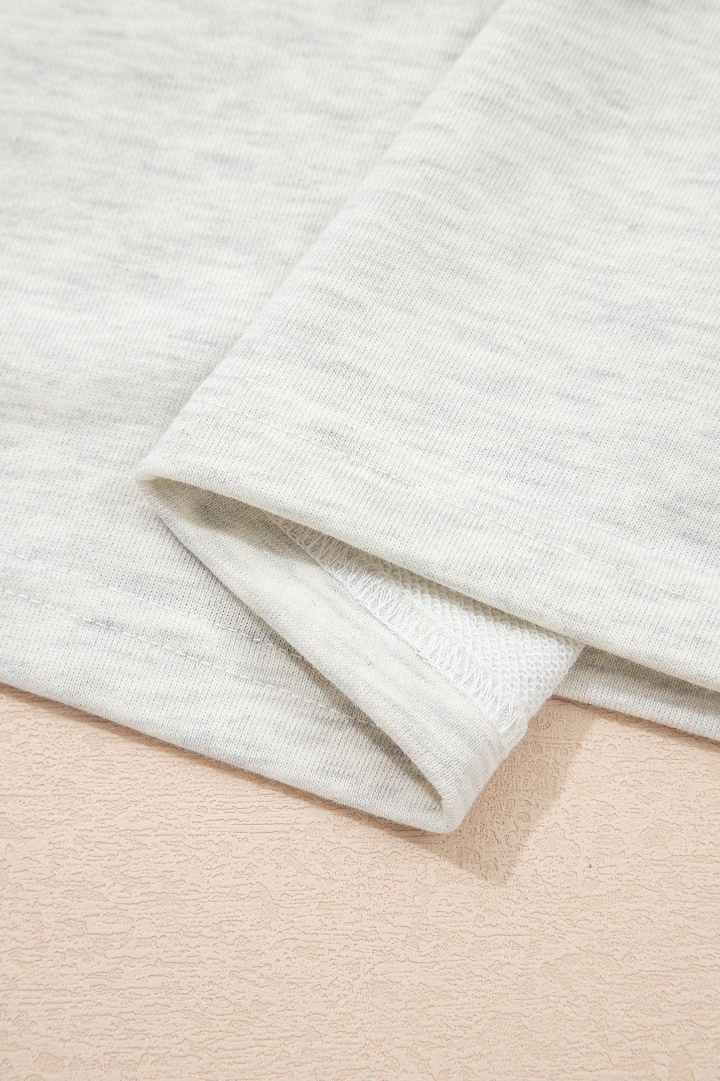 Beige Plus Size Contrast Denim Patchwork Cuffed Sleeve Polo Tee