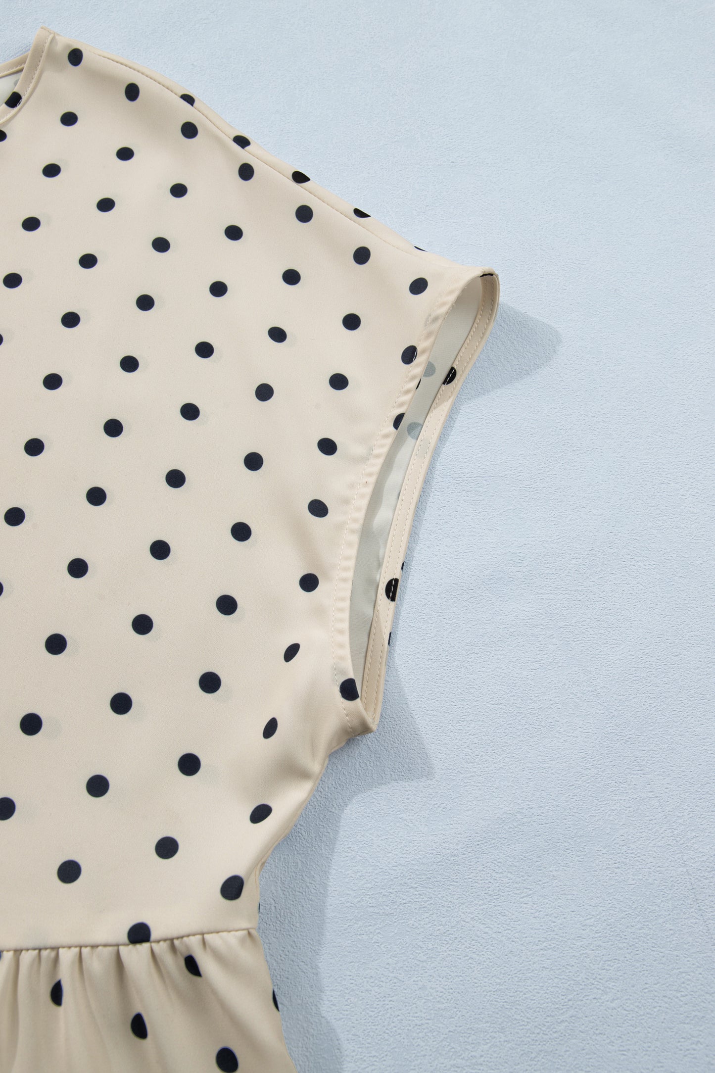 Apricot Plus Size Polka Dot Print Button Detail Short Sleeve Babydoll Blouse