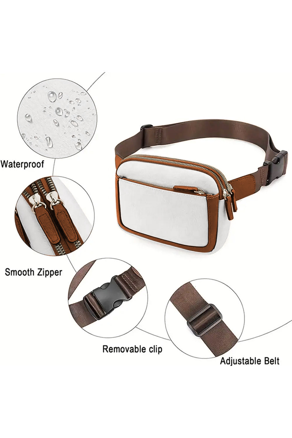 White Adjustable Strap Mini Faxu Leather Crossbody Bag