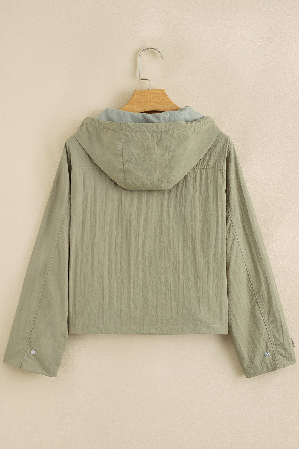 Zipped Pocket Cropped Hooded Utility Jacket