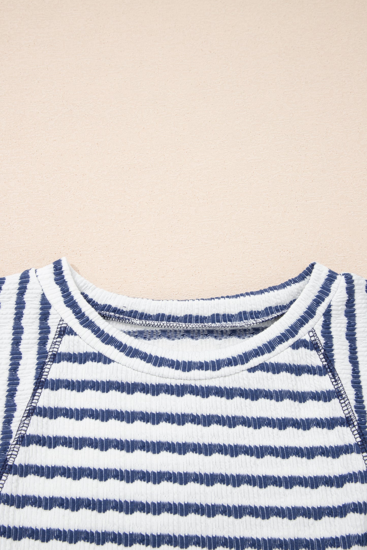 Textured Knit Split-Hem Half Sleeve Loose Top