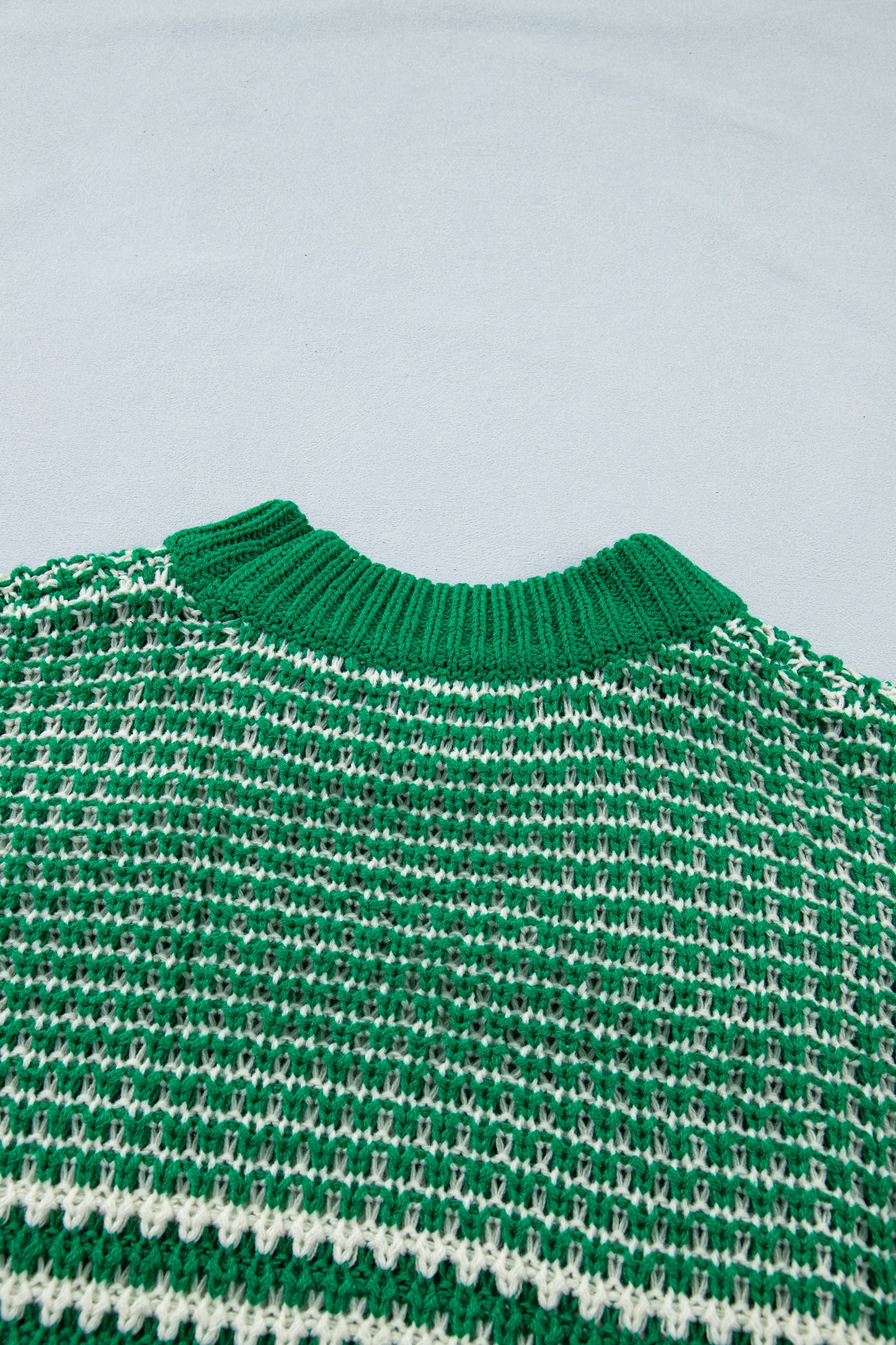 Striped 3/4 Draped Sleeve Slouchy Knitted Top