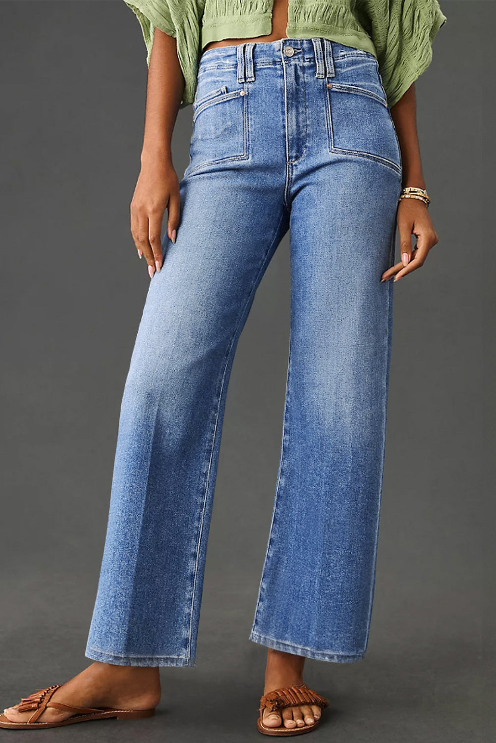 Loose Straight Leg Cropped High Waist Jeans