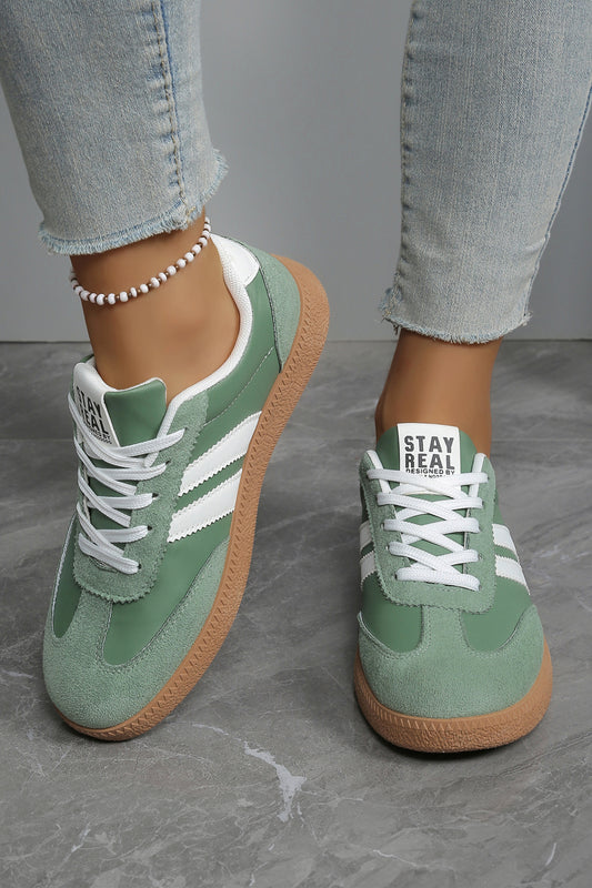 Ashleigh Blue Varsity Color Block Patchwork Faux Leather Lace-Up Shoes