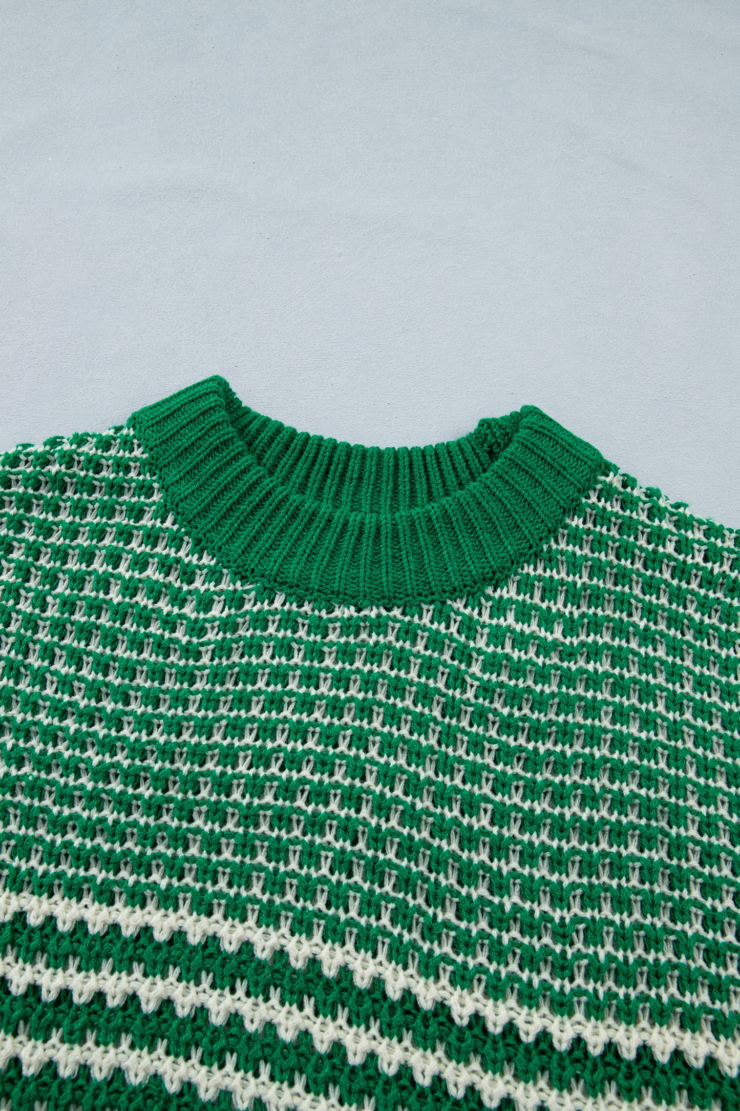 Striped 3/4 Draped Sleeve Slouchy Knitted Top