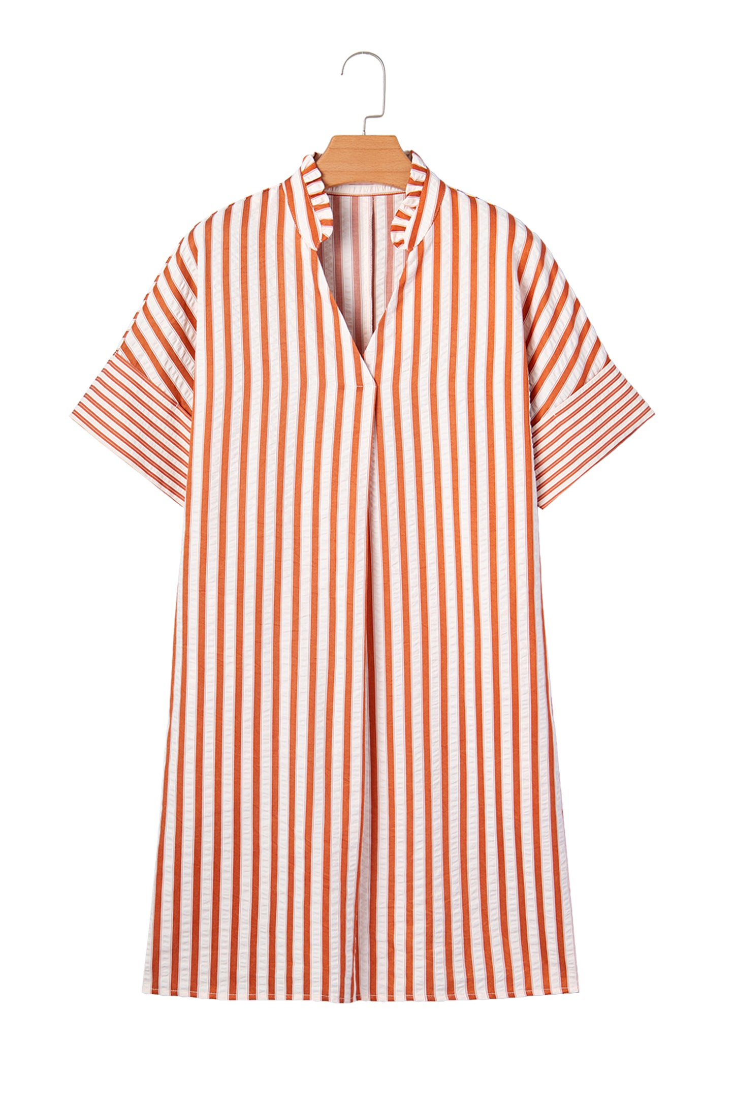 Striped Pinched V-Neck Shift Mini Dress