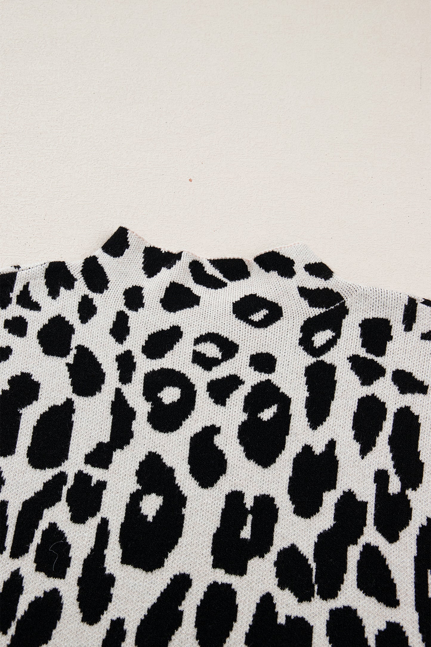 Leopard Print Plus-Size High Neck Short Sleeve Knit Top