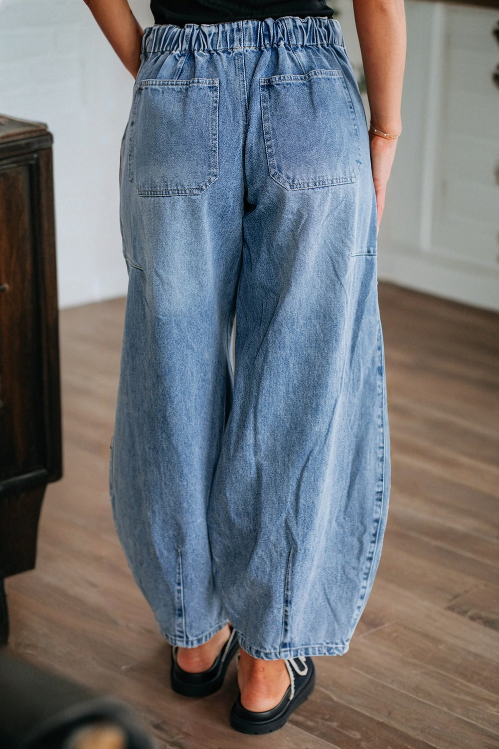 Large Patch Pocket Drawstring Paperbag Waist Barrel Jeans