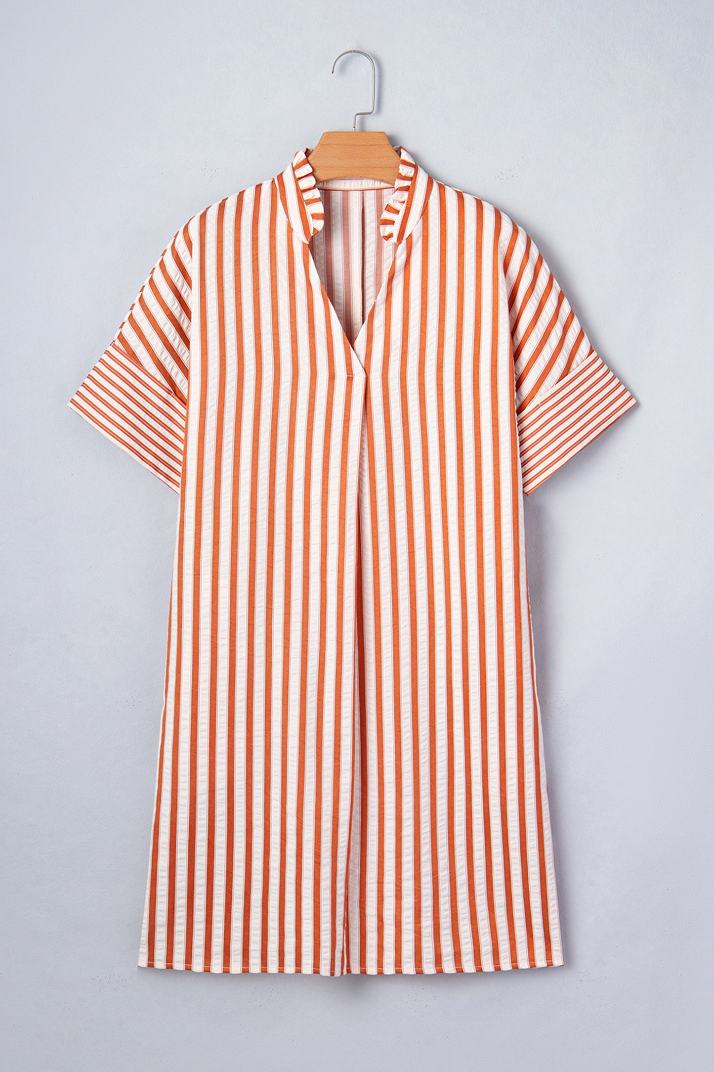 Striped Pinched V-Neck Shift Mini Dress