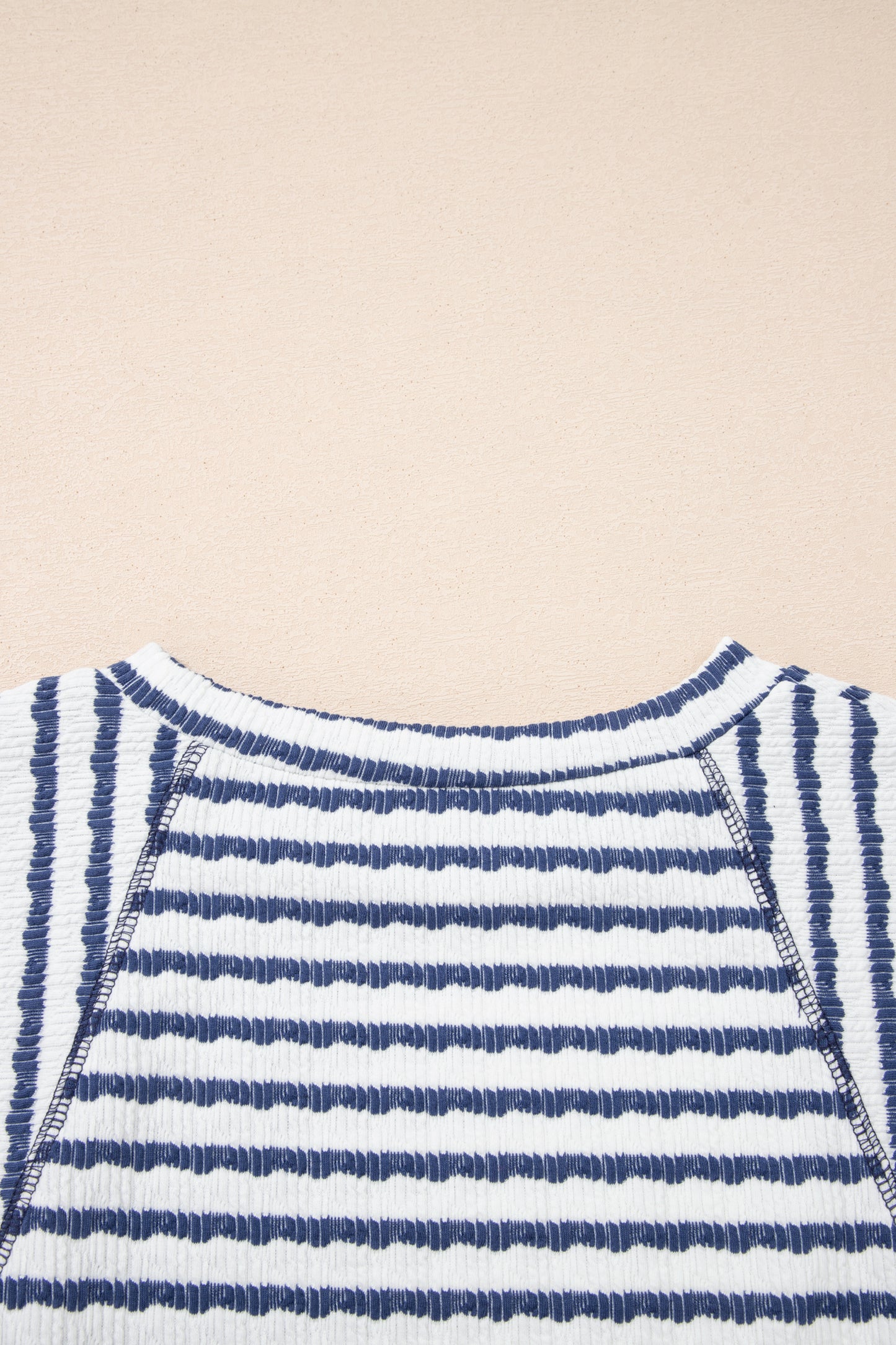 Textured Knit Split-Hem Half Sleeve Loose Top