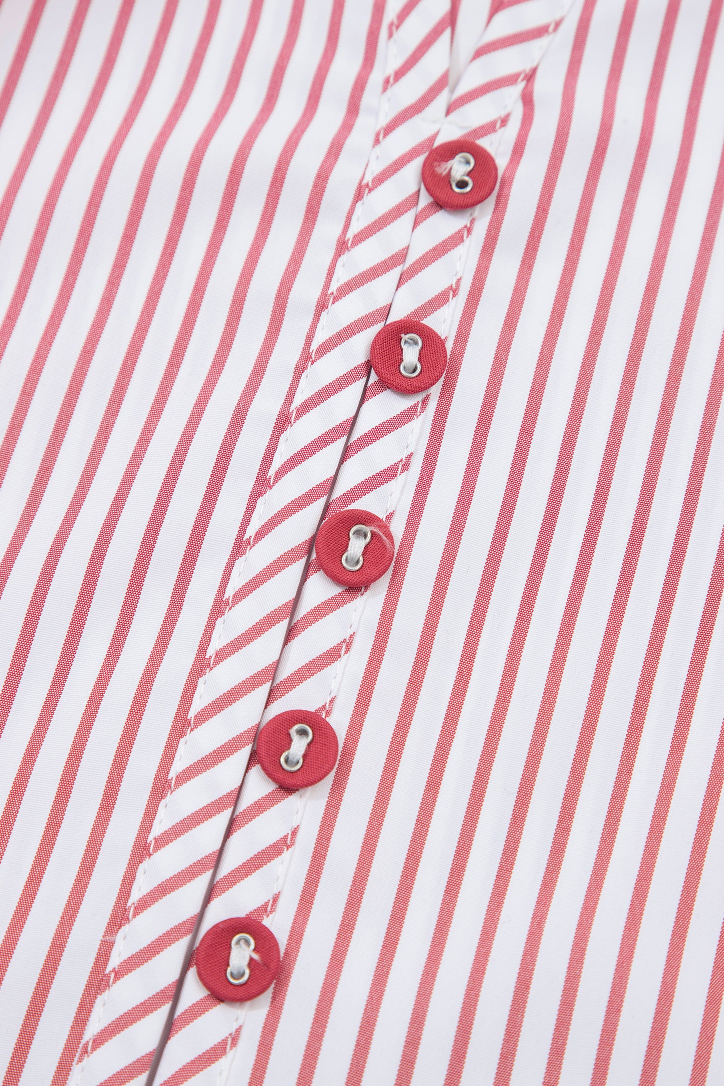 Red Stripe Plus-Size Ruffled Hem Pinstriped Midi Dress