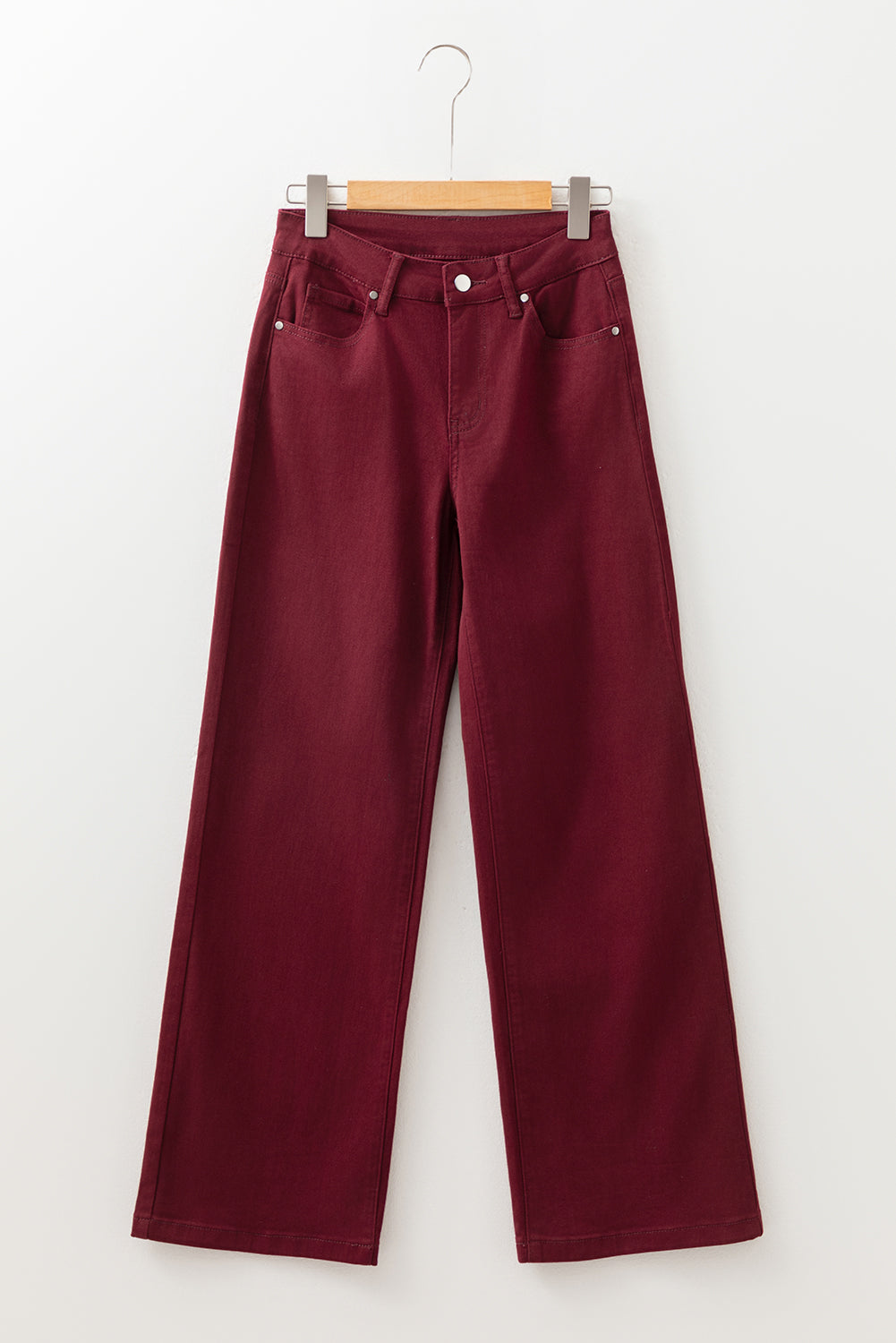 Loose Straight High-Waist Solid Color Jeans