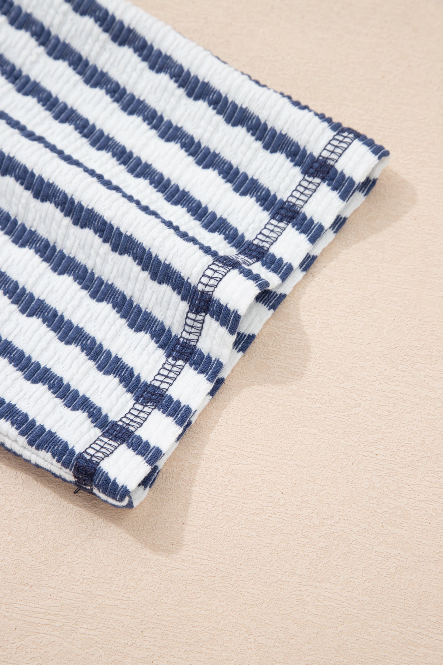 Textured Knit Split-Hem Half Sleeve Loose Top