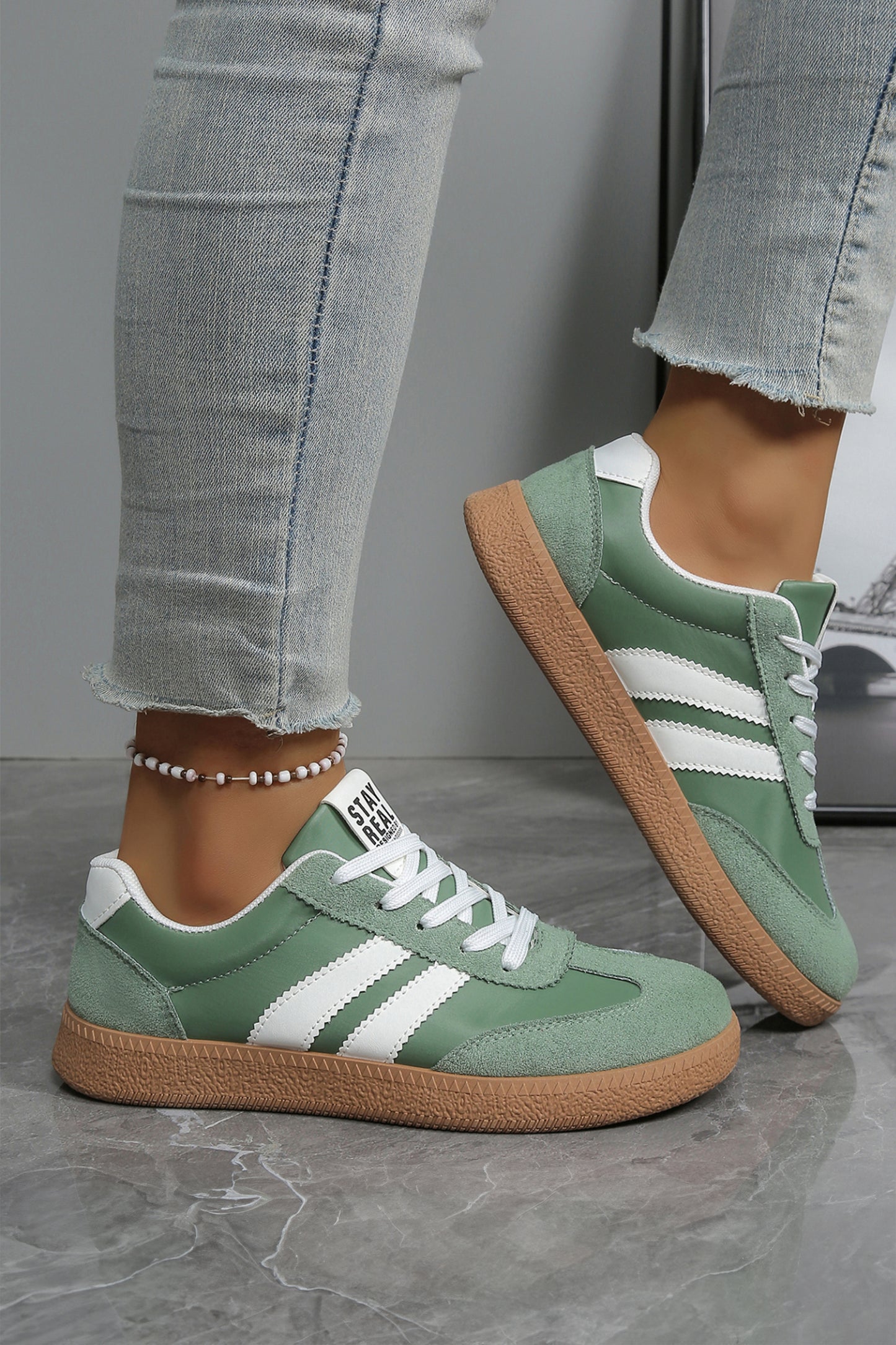 Ashleigh Blue Varsity Color Block Patchwork Faux Leather Lace-Up Shoes