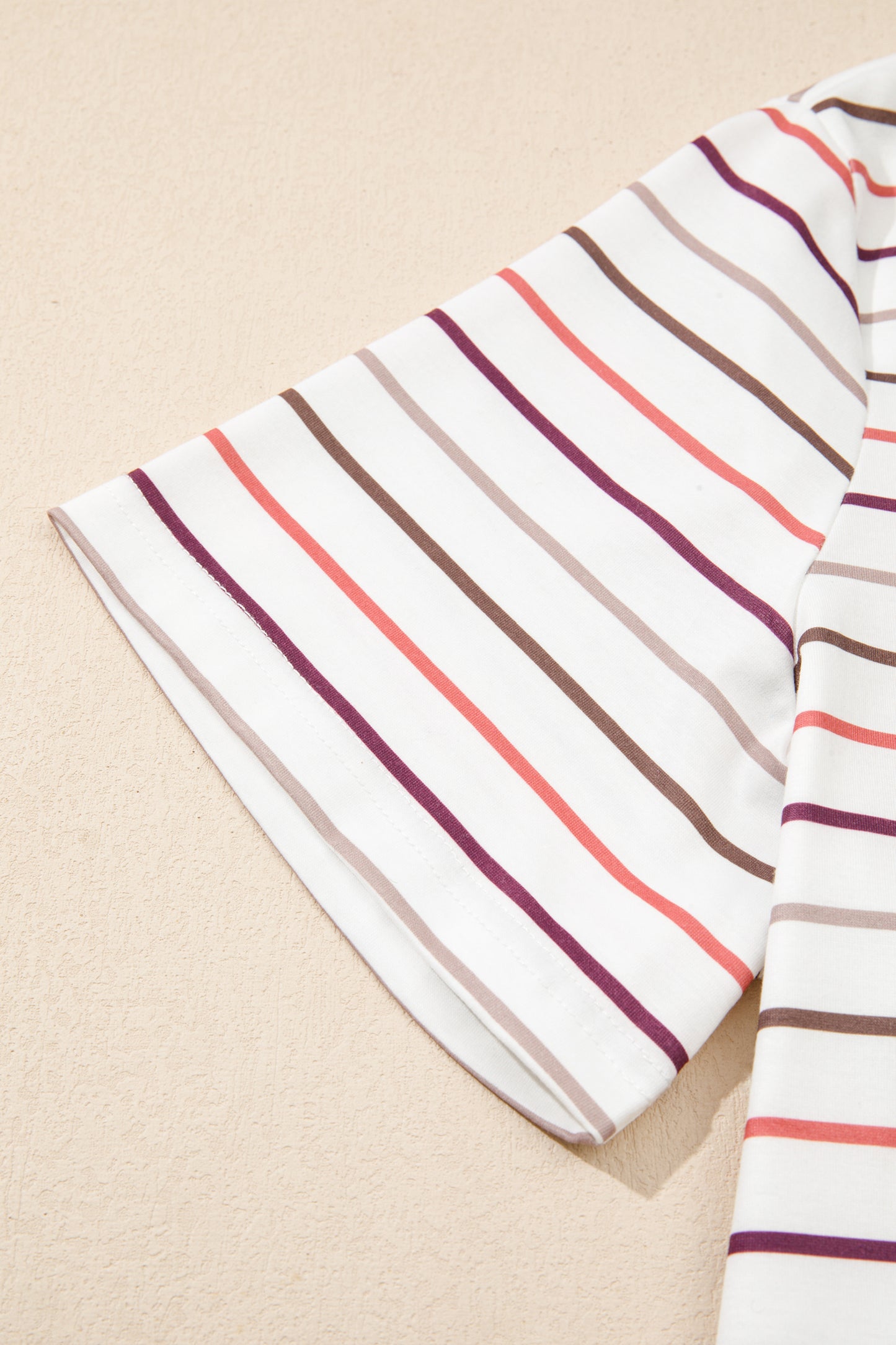 Striped V-Neck Casual Plus-Size Tee