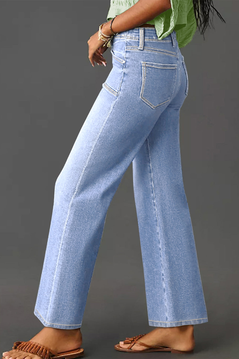 Loose Straight Leg Cropped High Waist Jeans