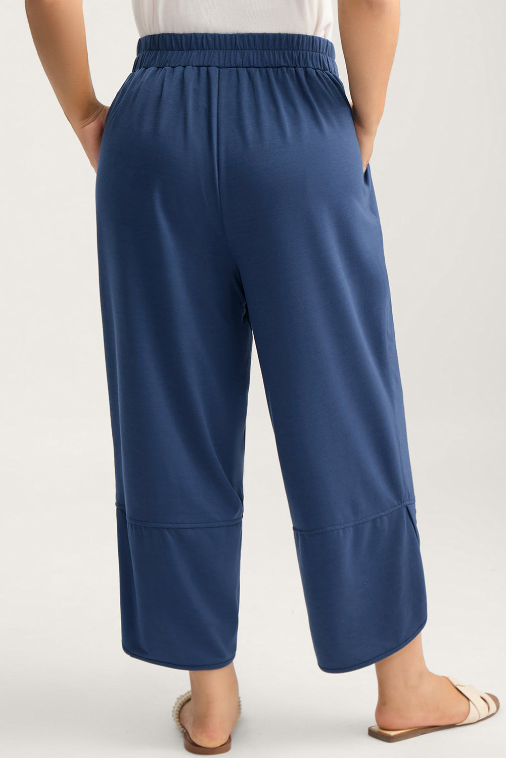 Elastic Waist Asymmetrical Hem Loose Capris Plus-Size Pants