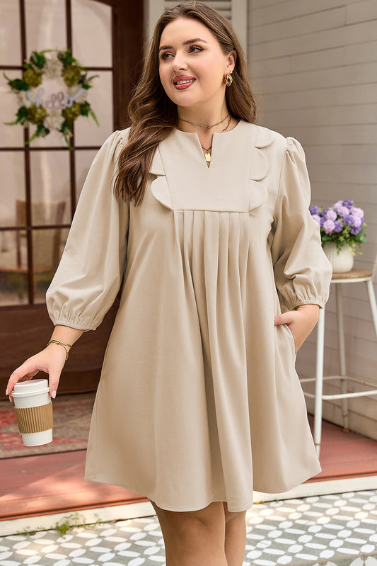 Scallop Detail Plus Size Mini Dress