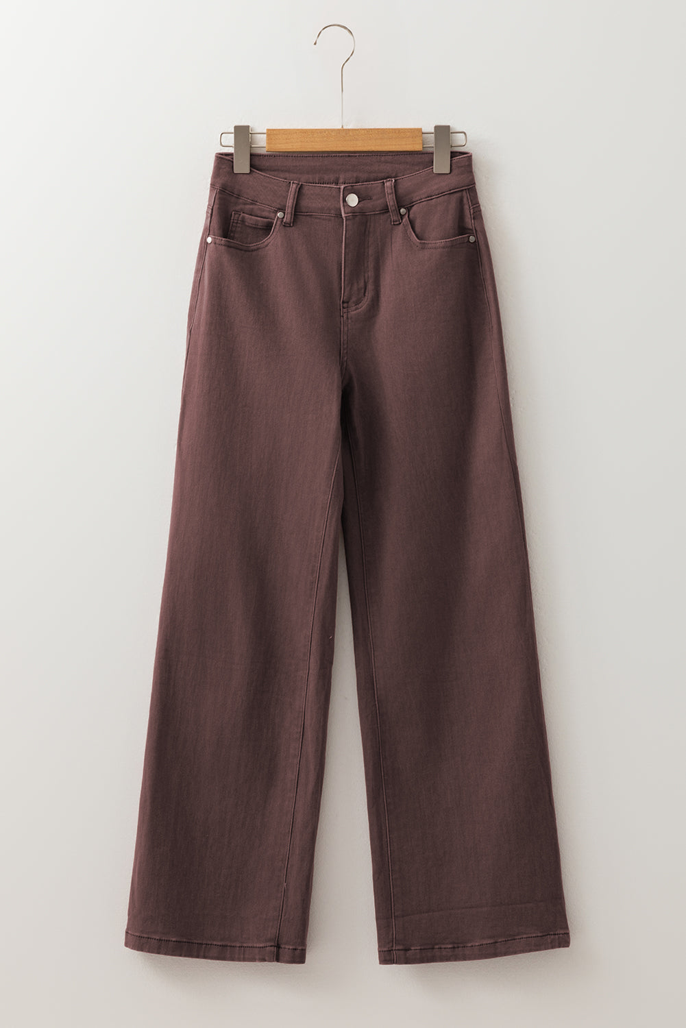 Loose Straight High-Waist Solid Color Jeans
