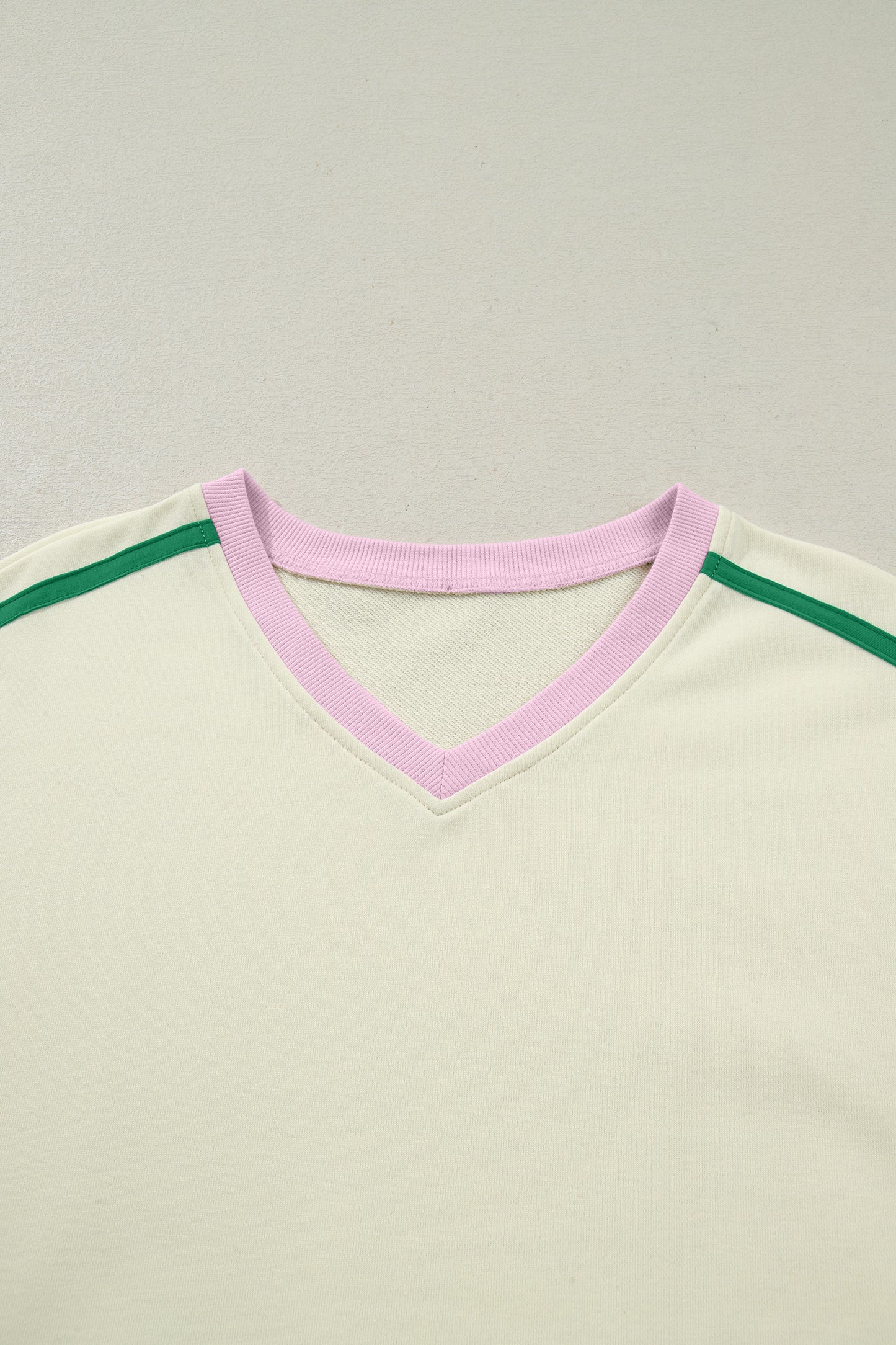 Ribbed Colorblock Trim V-Neck Sporty Pullover Mini Skirt 2pcs Athleisure Set