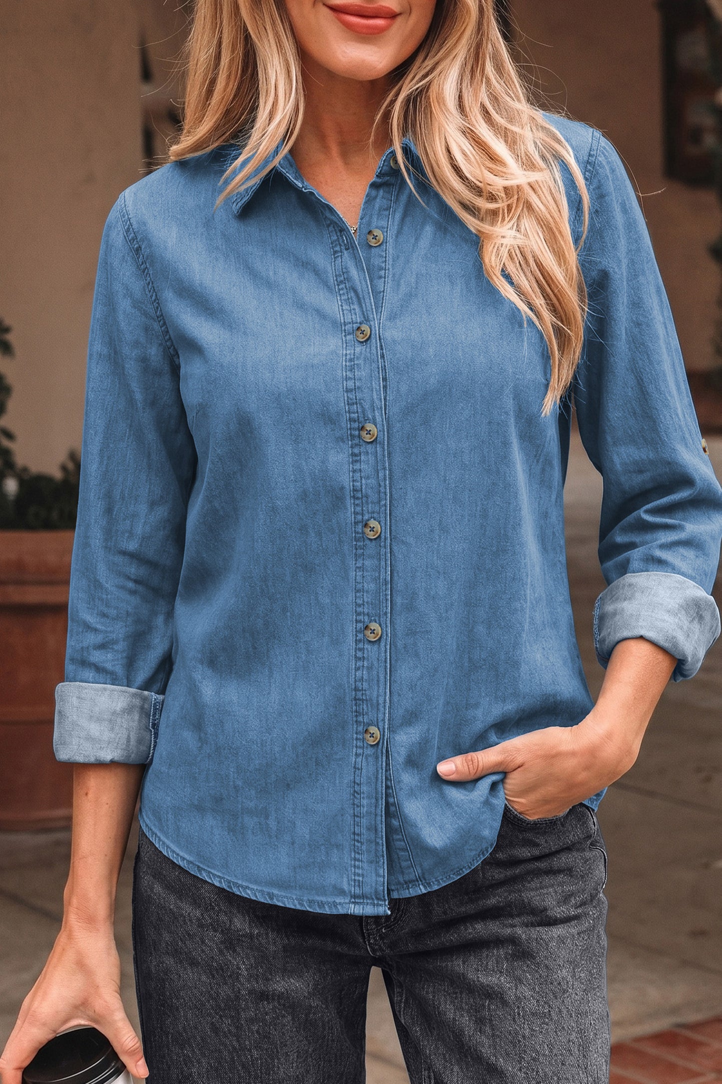 Button-Down Denim Shirt