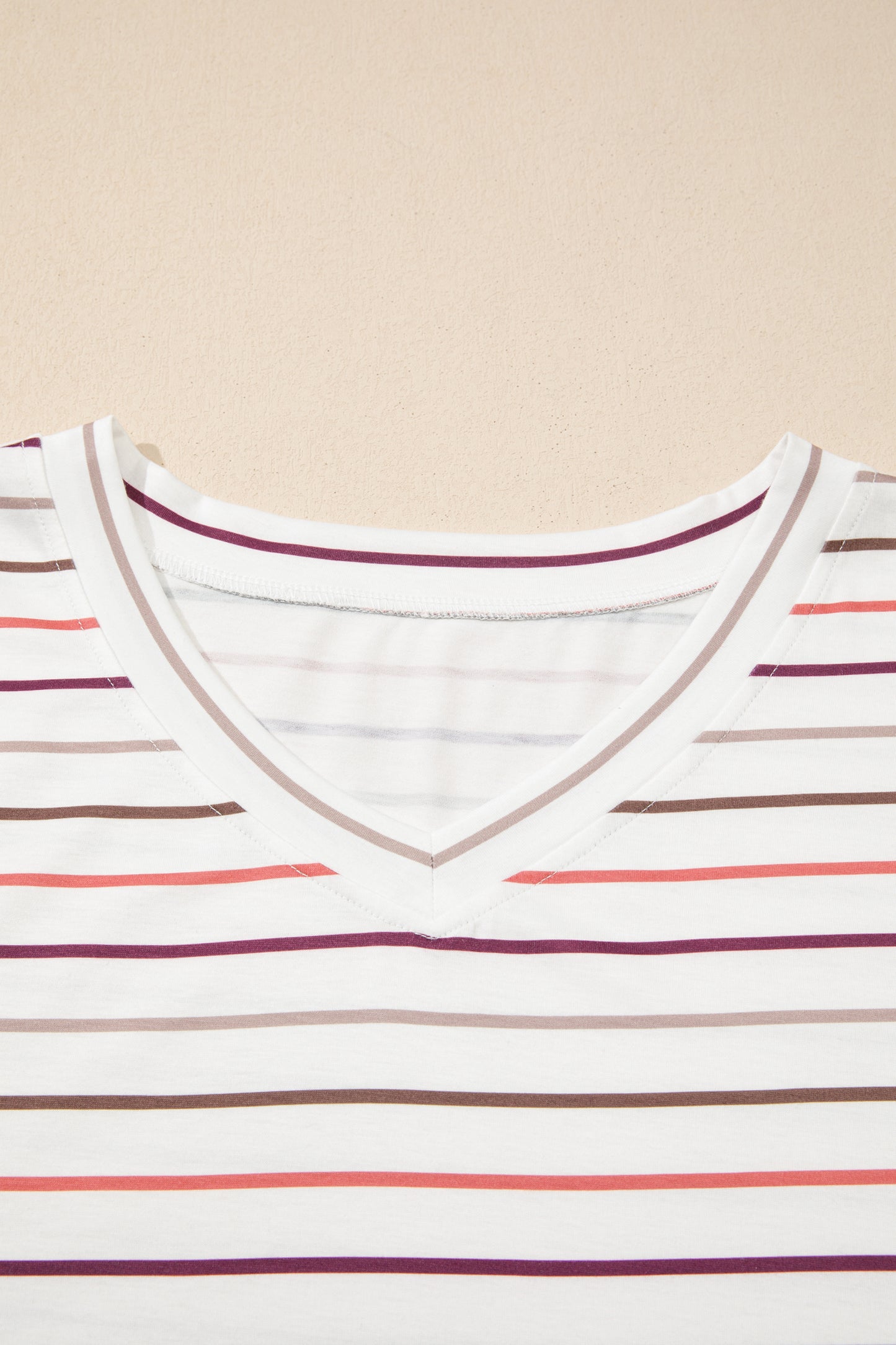 Striped V-Neck Casual Plus-Size Tee
