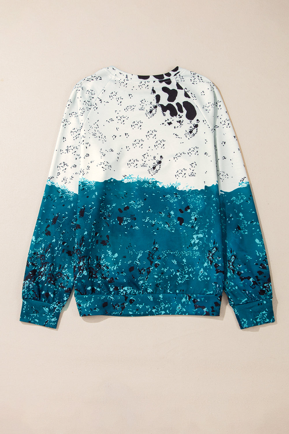 Tie-Dye Cow Color Block Pullover Sweatshirt